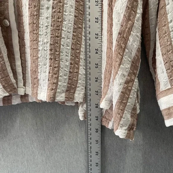 Jane + Delancey Button Front Shirt Women 3X Roll Tab Seersucker Coastal Preppy - Picture 6 of 9